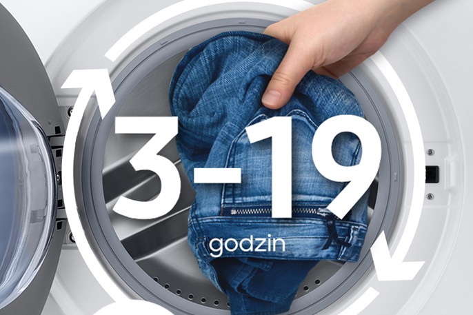 Pralki Samsung posiadają funkcję opóźnienia prania, dzięki czemu sam możesz wybrać moment zakończenia cyklu