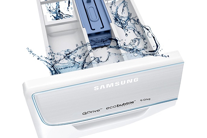 Funkcja StayClean w pralkach Samsung gwarantuje zachowanie czystości pojemnika na detergenty poprzez automatyczne usuwanie osadów