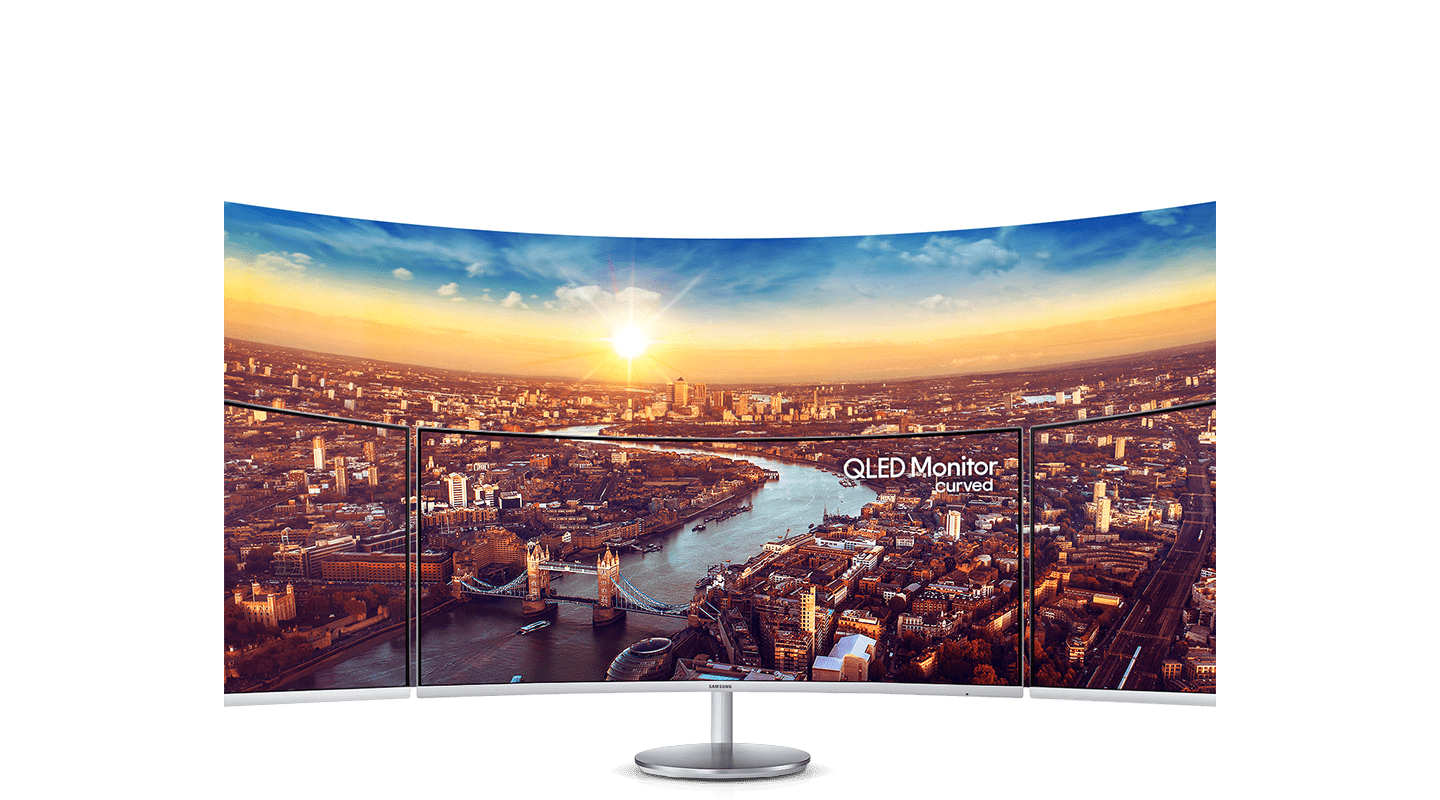 Monitory QLED Samsung Curved posiadają zakrzywiony ekran, dzięki czemu umożliwiają komfortową pracę i lepsze wrażenia z oglądania