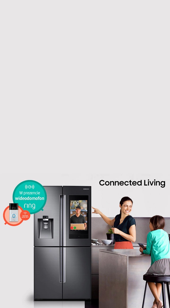 Najnowsza promocja Samsung - wybierz jeden z modeli lodówki Samsung Family Hub, a kompatybilny wideodomofon Ring otrzymasz w prezencie. Stwórz swój własny smart home z Samsung!