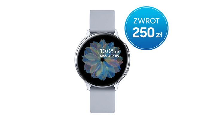 Do 31.12.2019 kup szary Galaxy Watch Active2 44 mm z aluminium i odbierz 250 zł zwrotu w promocji Samsung