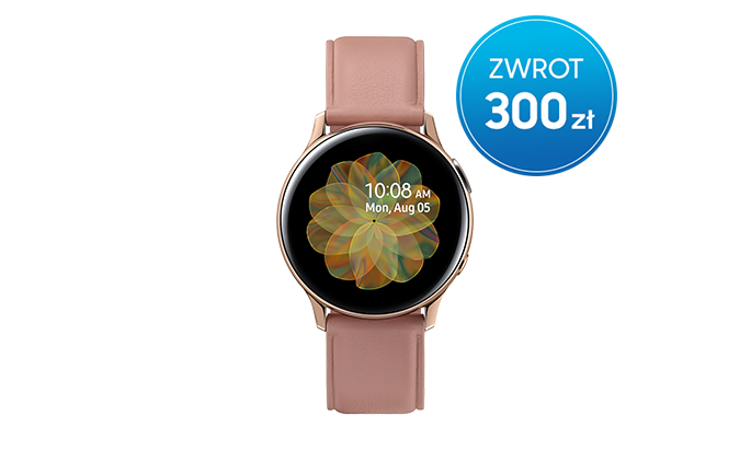Czarny smartwatch Samsung Galaxy Watch Active2 40 mm z kopertą ze stali nierdzewnej w promocji Samsung - odbierz 300 zł zwrotu