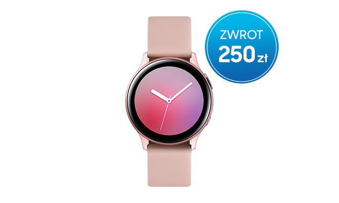 Wybierz Galaxy Watch Active2 40 mm z aluminium z różowym paskiem i złotą kopertą - skorzystaj z promocji Samsung i odbierz 250 zł