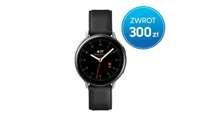 Czarny Smartwatch Samsung Galaxy Watch Active2 44 mm ze stali nierdzewnej ze srebrną kopertą - zarejestruj zakup i odbierz 300 zł w gotówce w promocji Samsung Premia