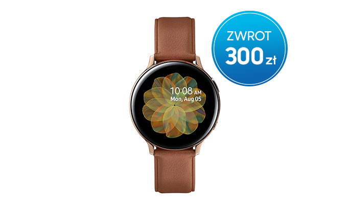Brązowy Smartwatch Samsung Galaxy Watch Active2 44 mm ze stali nierdzewnej z kopertą w kolorze różowego złota w promocji Samsung Premia - kup i odbierz 300 zł w gotówce