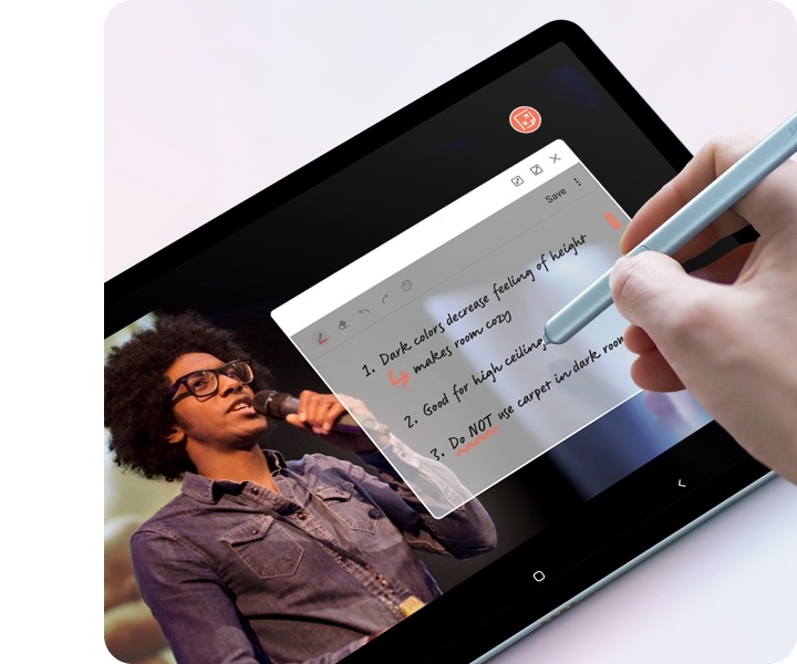 Rysik nowego tabletu Galaxy Tab S6 umożliwia tworzenie notatek w dowolnej chwili, także w trakcie działania innych programów