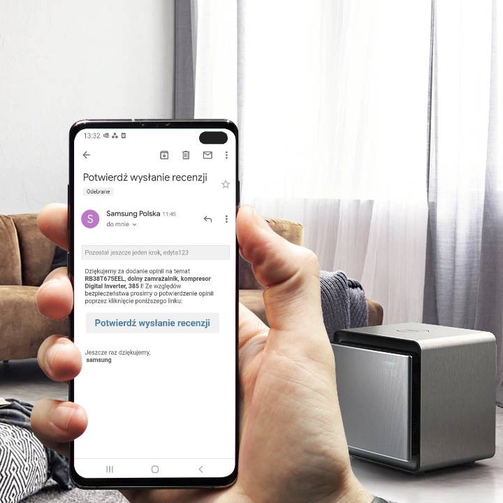 Promocja Samsung - aby wziąć w niej udział wystaw opinię na temat zakupionego oczyszczacza powietrza Samsung na wybranej stronie dodając hasztag promocji #akcjatlendobrysamsung