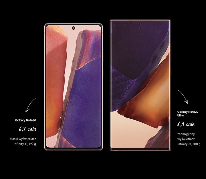 Do wyboru masz dwie przekątne ekranu - 6,7 cala w Note20 i 6,9 cala w Note20 Ultra. Wybierz odpowiedni smartfon Samsung do gier dla Ciebie