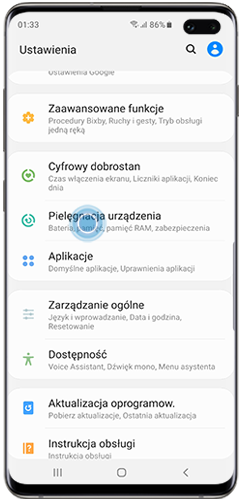 Dotknij konserwacja urządzenia