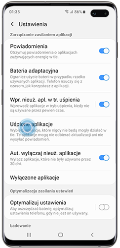 Wybierz uśpione aplikacje