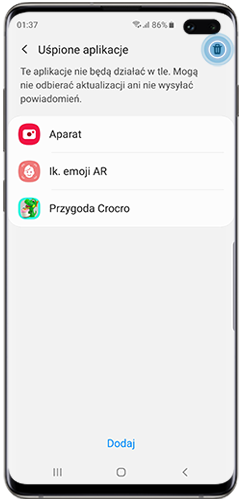 Dotknij ikonę kosz