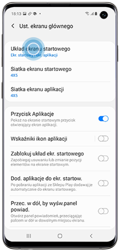 Dotknij Układ ekranu głównego