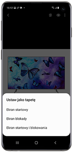 Wybierz miejsce umieszczenia zdjęcia Ekran główny, ekran blokady lub obydwa