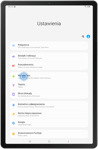 Dotknij Wyświetlacz na Tab S5e