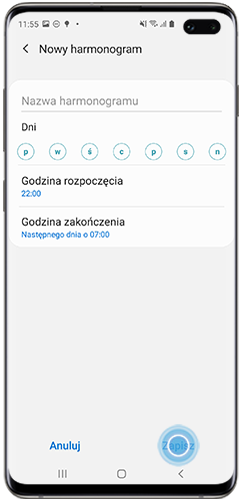 Nadaj nazwę i ustaw godziny dla harmonogramu trybu „Nie przeszkadzać” na Galaxy S10+