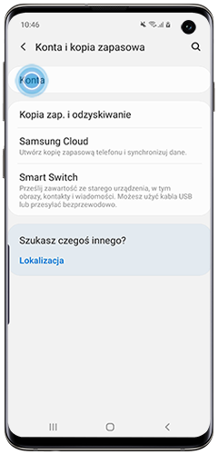 Dotknij Konta, żeby otworzyć menu