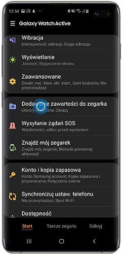 Dotknij Dodaj zawartość do zegarka