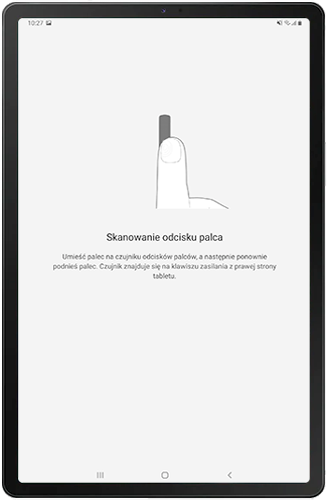 Zeskanuj swój odcisk palca na Galaxy tab