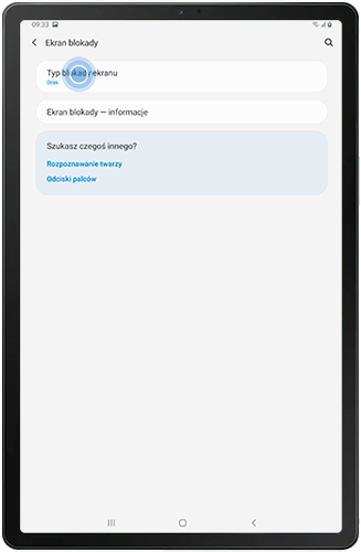 Dotknij Blokada Ekranu na Galaxy Tab