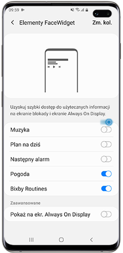 Dotknij suwak, aby dezaktywować opcję „Muzyka”