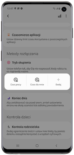 Wybierz lub utwórz nowy tryb skupienia w One UI 2