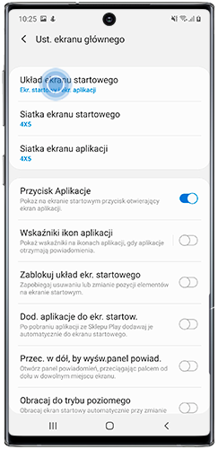 Dotknij Układ ekranu głównego