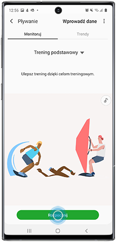 Dotknij Start, żeby rozpocząć trening