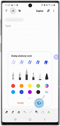 Wybierz styl rysika, a następnie dotknij dodaj