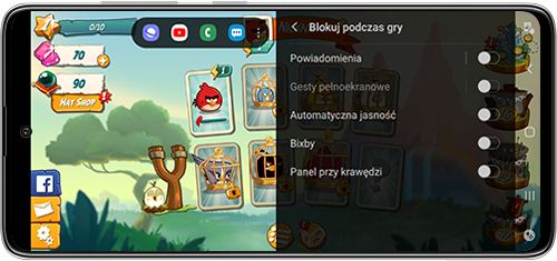 Wybierz opcje, które chcesz zablokować podczas gry na Galaxy A51