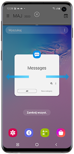 Jedna aplikacja wyśweta się w widoku podzielonego ekranu na Galaxy S10