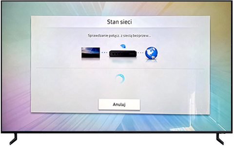 Przegląd wyników testu statusu sieci na telewizorze smart Samsung
