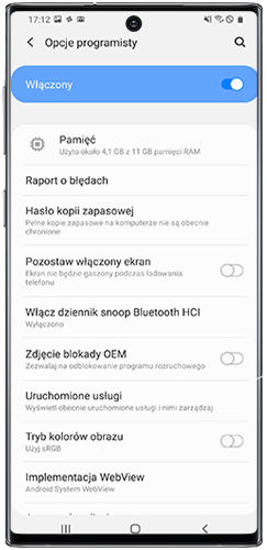 Stuknij, aby aktywować „Wyświetlacz bezprzewodowy” w menu „Opcje programisty” Galaxy S10