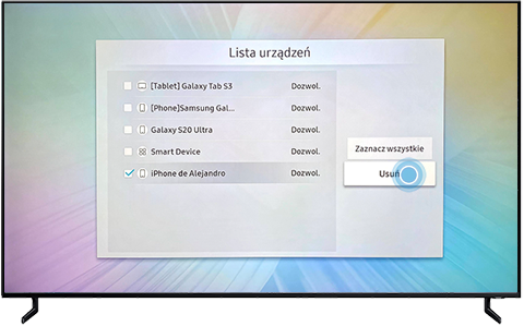 Wyczyść listę podłączonych urządzeń na telewizorze smart Samsung