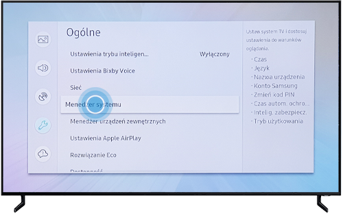 Wybierz Menedżer systemu na swoim telewizorze QLED
