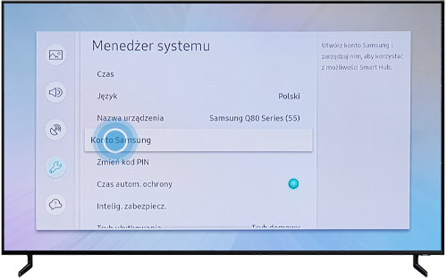 Wybierz Samsung Account na swoim telewizorze QLED