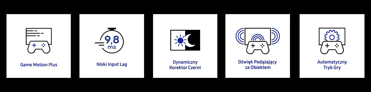 Telewizory Samsung QLED wyposażono w funkcje i technologie takie jak Game Motion Plus, Niski Input Lag, Dynamiczny Korektor Czerni, Dźwięk Podążający za Obiektem czy Automatyczny Tryb Gry dla jeszcze lepszych wrażeń podczas rozgrywek gamingowych!