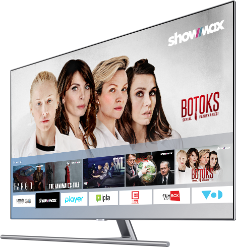 Poznaj Samsung Smart Pack. Tysiące filmów, seriali i programów sportowych. Wybieraj spośród HBO GO, FilmBox Live, Showmax, VoD.pl, Player, IPLA Sport oraz ELEVEN SPORTS.