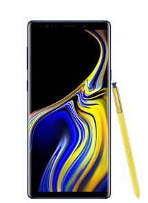 O Samsung Galaxy Note9 com uma S Pen amarela na parte lateral