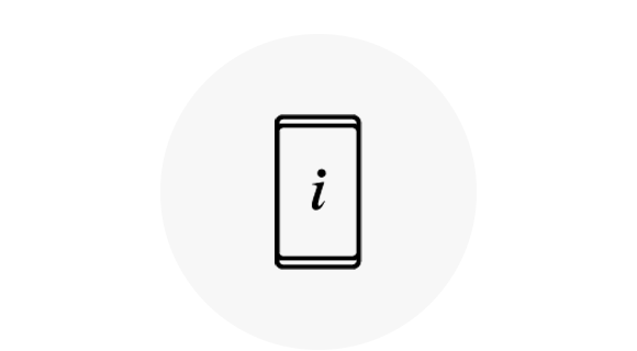Um ícone para o Método 2: um ecrã de smartphone com a letra "i" em minúsculas.