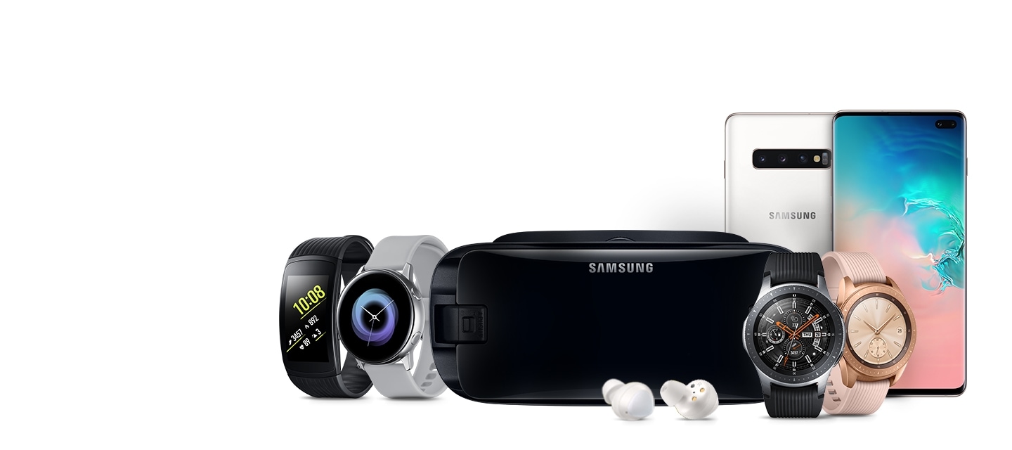 Samsung Wearables: Galaxy Watch, Galaxy Active, Galaxy Buds, Gear 360. Gear VR