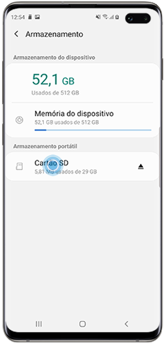 Toque em Cartão SD e depois em Formatar
