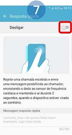 Toque no botão para ativar a função