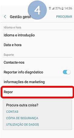 Toque em Repor