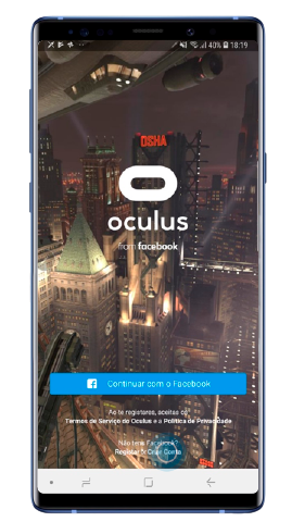 Iniciar sessão no Oculus com o Facebook