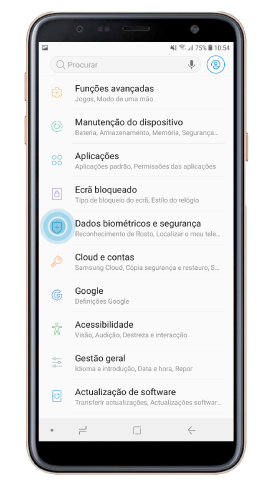 Selecione Dados biométricos e segurança