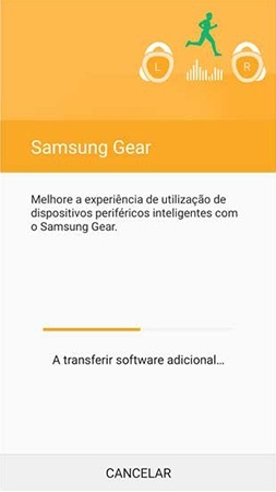 Aguarde que a transferência do software adicional seja concluída