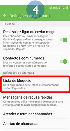 Toque em Lista de bloqueio