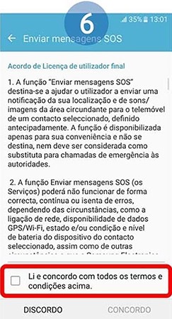 Leia o Acordo de Licença de utilizador final, confirmando esta colocando o visto em: Li e concordo com todos os termos e condições acima