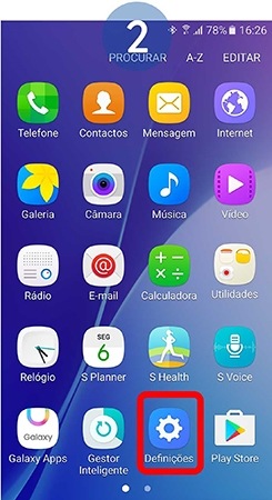 Selecione Definições