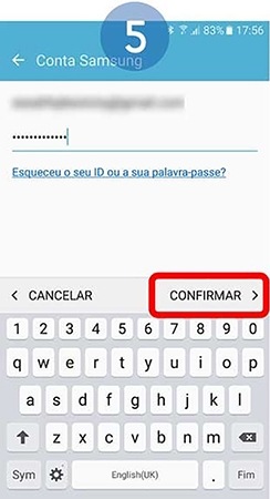 Inicie sessão com a sua conta Samsung. (Caso não possua uma conta Samsung selecione “Adicionar conta”)